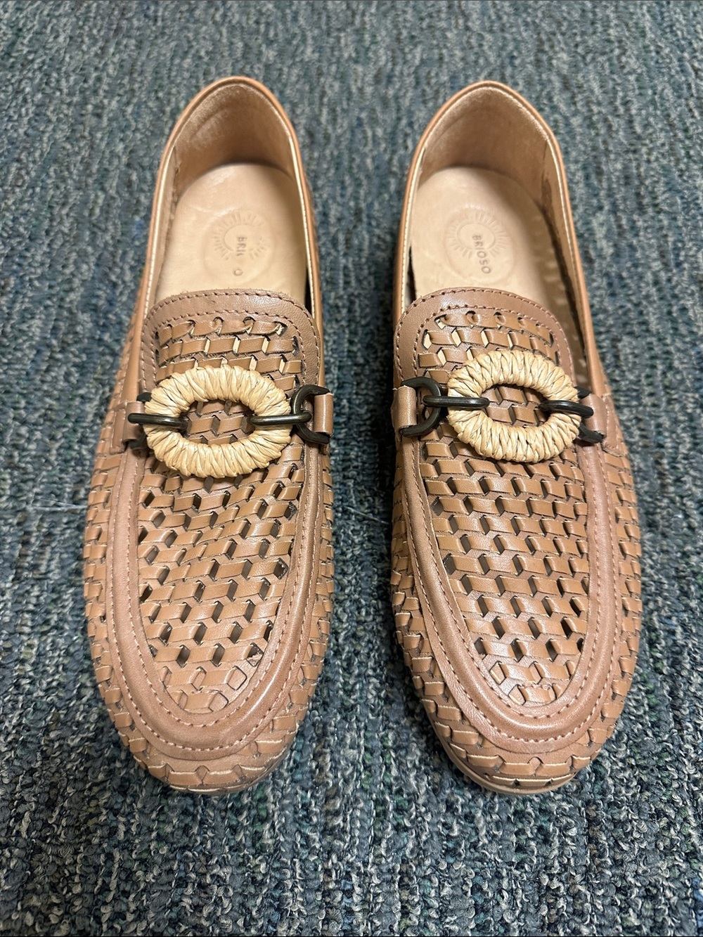 Brioso Woven Slip-On Loafers with Rope Ring Accent in Tan